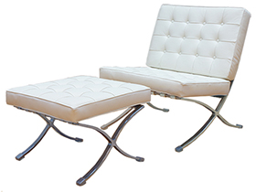 Barcelona Chair with Ottoman  (Leather)  (New)
